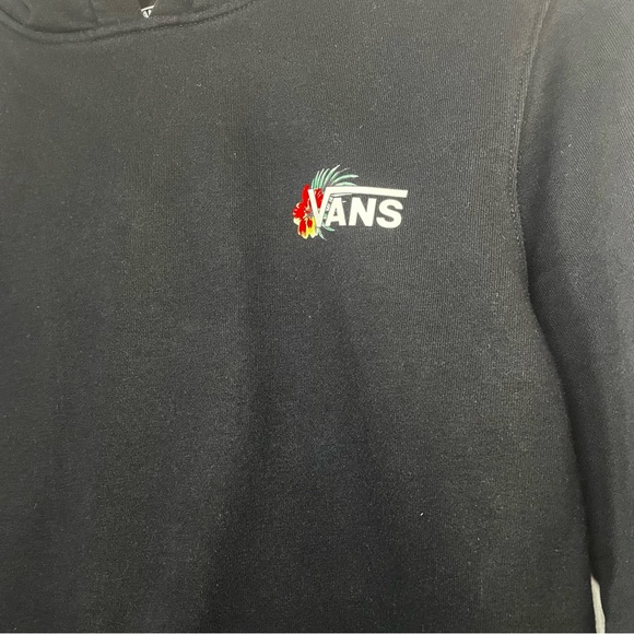 Vans Black Floral Checkerboard Sleeve Hoodie Pullover Sweatshirt Streetwear - Picture 6 of 15